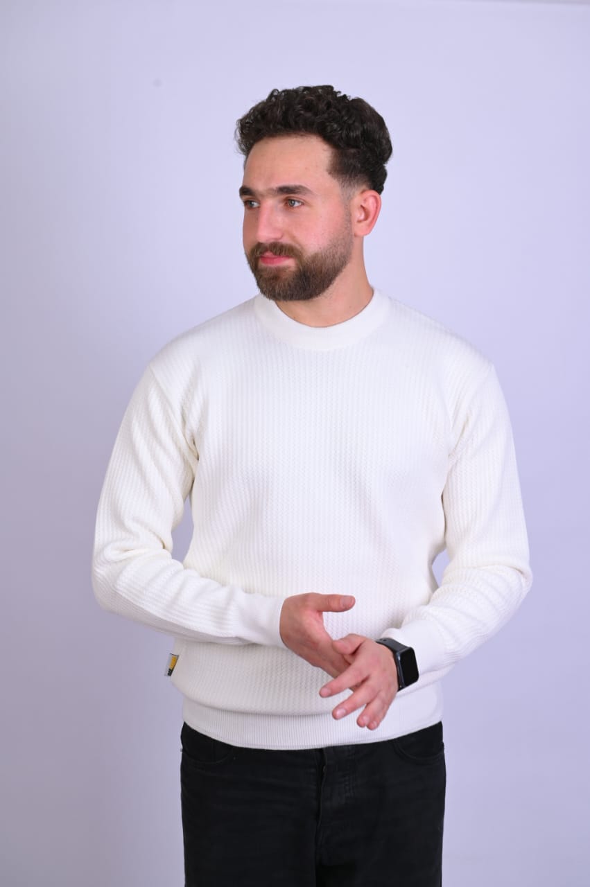 Offscene Round Neck-Ribbed pullover- Off- white-offscene