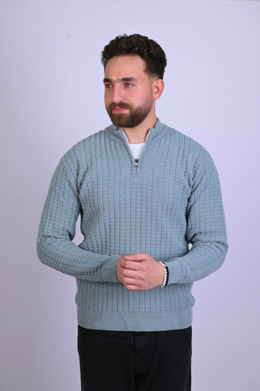 Offscene Quarter-zip pullover-Wool cube-Mint Green-offscene
