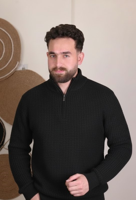 Offscene Quarter-zip pullover-Wool Ribbed-Black-offscene