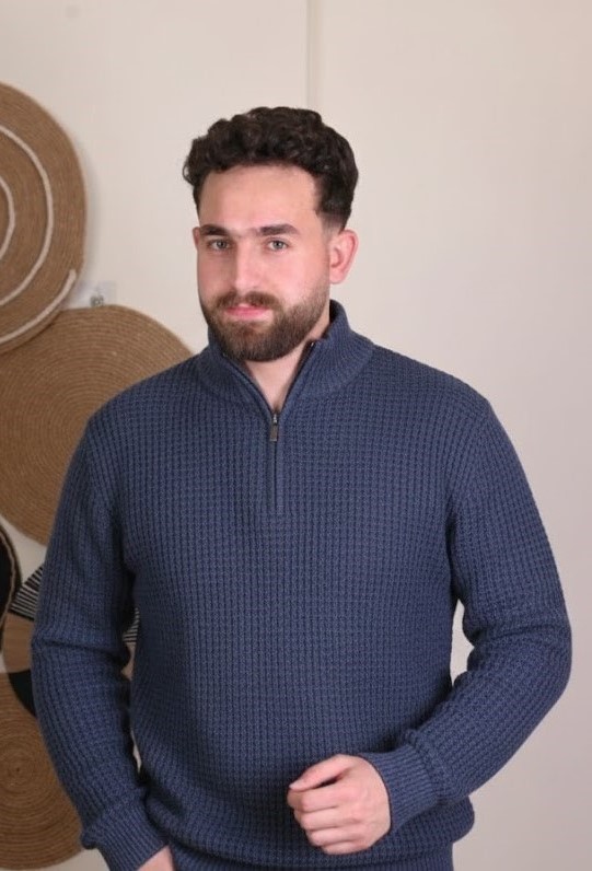 Offscene Quarter-zip pullover-Wool Ribbed-Dark Blue-offscene